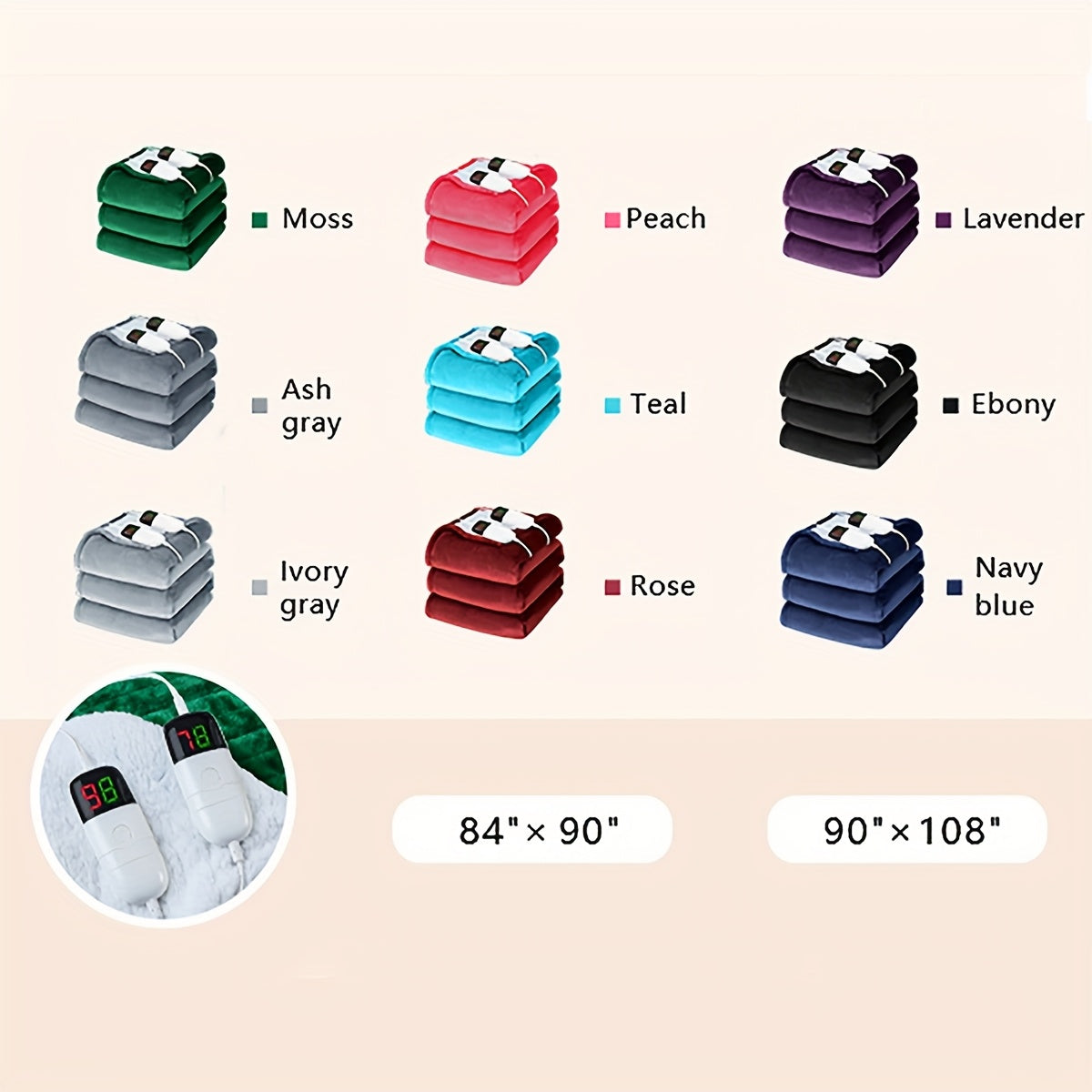 Queen/King Heated Blanket, Electric Heated Blanket, Independent Temperature A/B Zones with Dual Controllers, Heating Bed Blankets with 10 Heating Levels, 1/2/4/6/8 Hours Auto Off, Fast Heating Over, Soft Warm Flannel, Gray, 8