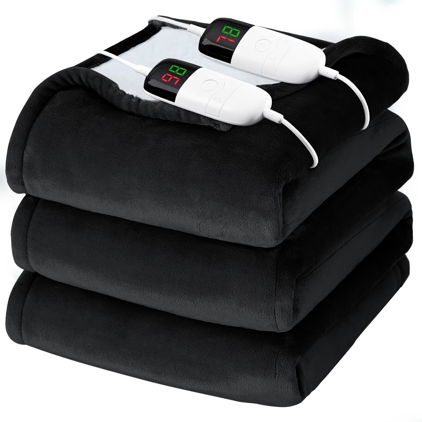 Queen/King Heated Blanket, Electric Heated Blanket, Independent Temperature A/B Zones with Dual Controllers, Heating Bed Blankets with 10 Heating Levels, 1/2/4/6/8 Hours Auto Off, Fast Heating Over, Soft Warm Flannel, Gray, 8