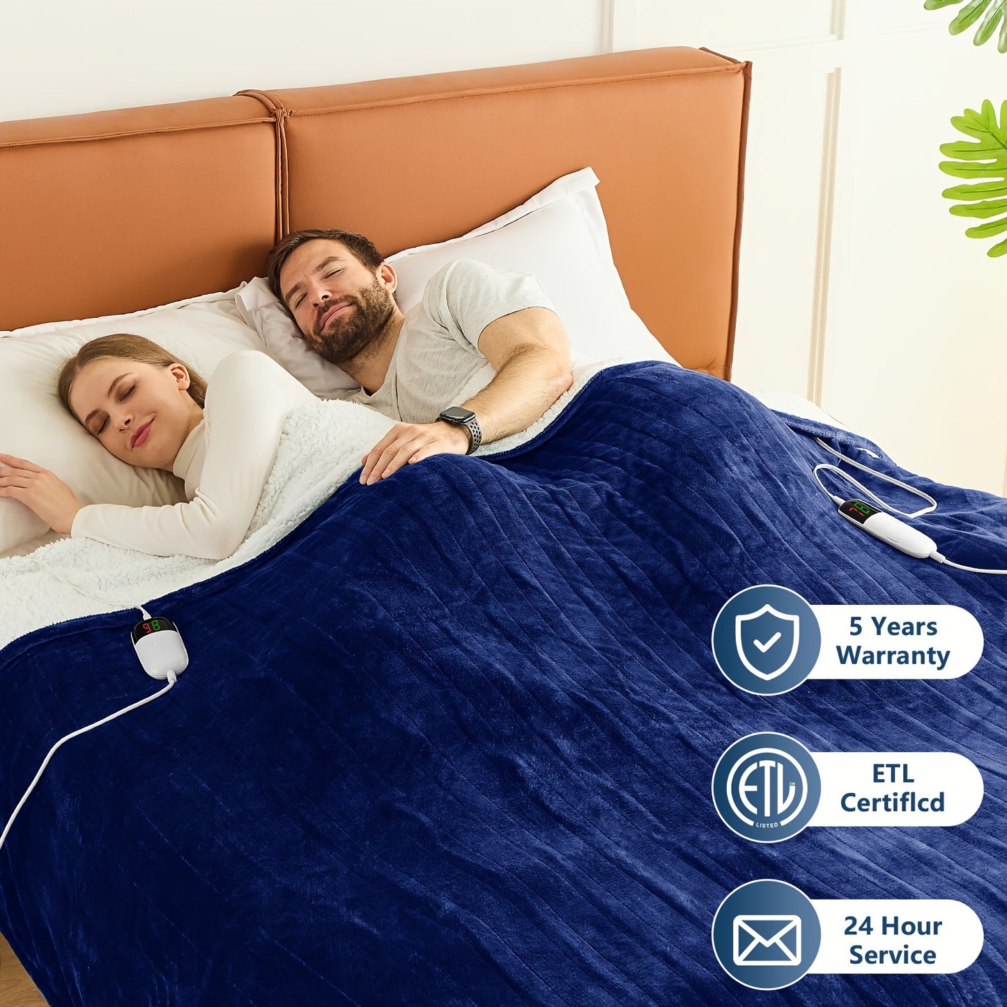 Queen/King Heated Blanket, Electric Heated Blanket, Independent Temperature A/B Zones with Dual Controllers, Heating Bed Blankets with 10 Heating Levels, 1/2/4/6/8 Hours Auto Off, Fast Heating Over, Soft Warm Flannel, Gray, 8